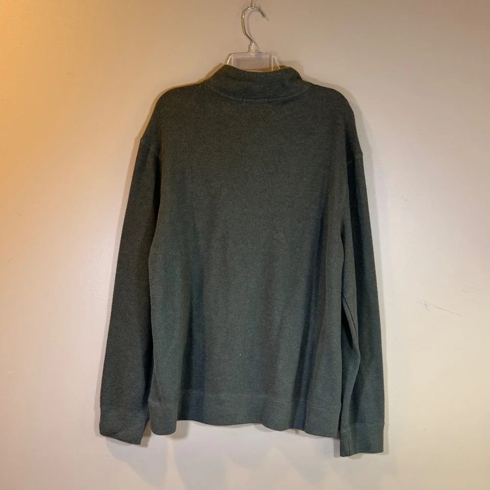 Banana Republic Mens XL Quarter Zip Pullover Green Ribbed Mock Neck Smart Casual